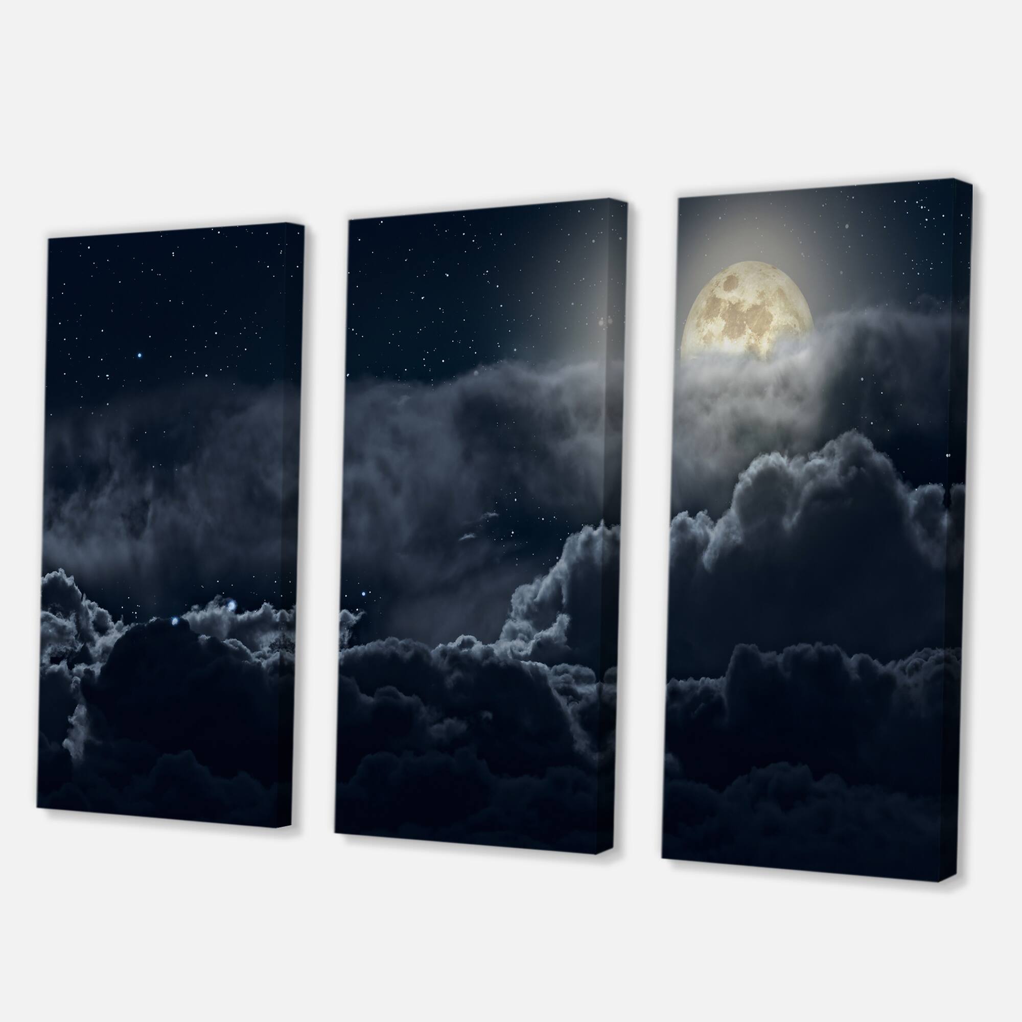 Designart - Cloudy Full Moon Night